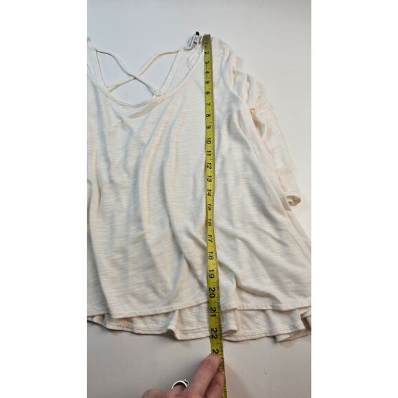 American Eagle cream neutral cut out open back S oversized top cover up slub EUC - Picture 5 of 6